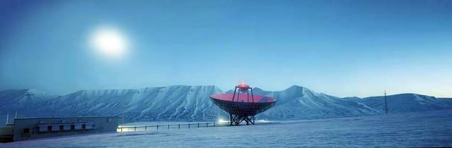Arctic Technology:  Dish in Moonlight