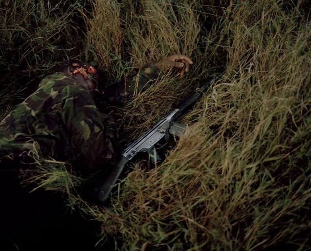 poacher # II, dawn, lewa conservancy, northern kenya-from the series 'with butterflies and warriors'-David Chancellor