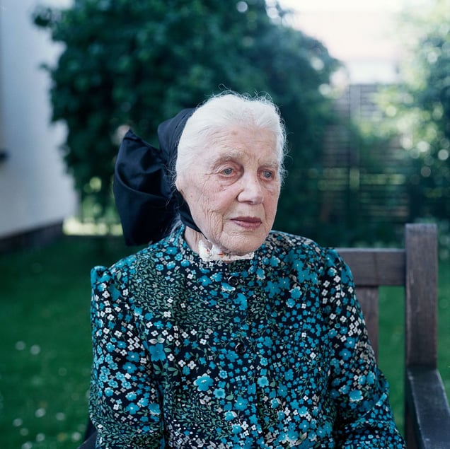 Maria Mirtschink (b. 1916)  in her  Sunday dress, Catholic Lusatia, Germany 2010. From the series: Village Queens. The last women in their traditional peasant garbs