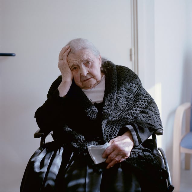 Madeleine Rott (b. 1915) in her garb for everyday life, Alsatia, France, 2011. From the series: Village Queens. The last women in their traditional peasant garbs