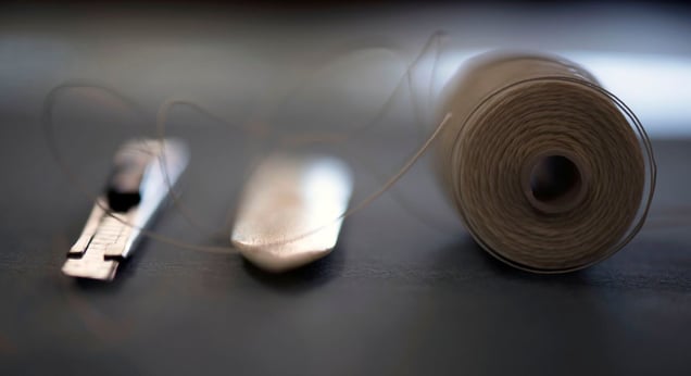 Bone, linen and steel are materials Maruschak relies on.