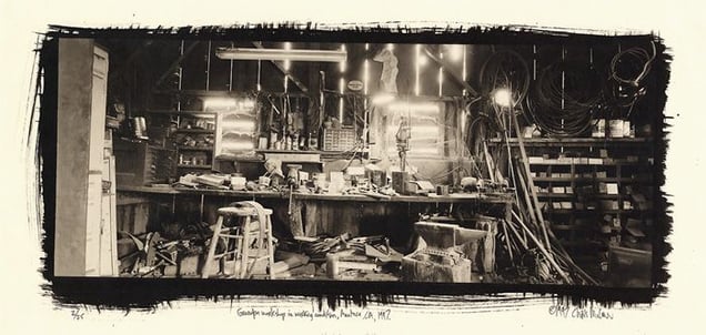 Grandpa’s shop in working condition, Manteca, CA 1997. © Chris McCaw
