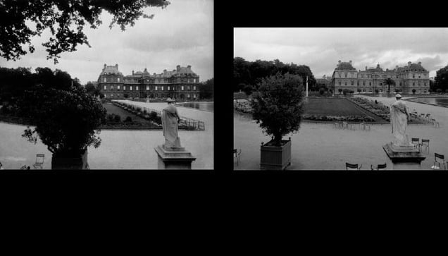 Luxembourg, 1923-26, © Eugene Atget. Luxembourg, 1998, © Christopher Rauschenberg.