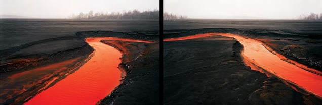 Nickel Tailings #34  #35 (Diptych), from the series Tailings © Edward Burtynsky, courtesy of Prix Pictet 2008