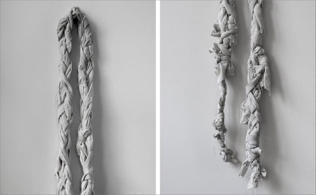 Handmade Jump Rope (torn and braided bed sheet) As described by a man who spent 15 years in solitary confinement on death row before being executed in March of 2012. Mississippi State Penitentiary.© Amy Elkins