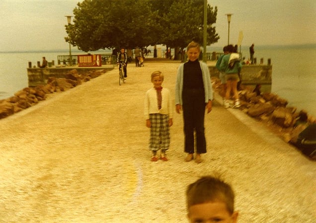 The photographer and his sister, posing for a picture on the waterfront of Lake Balaton, circa 1985. This snapshot is the only reminiscence of six subsequent summers spent by the lake. © Michal Solarski
