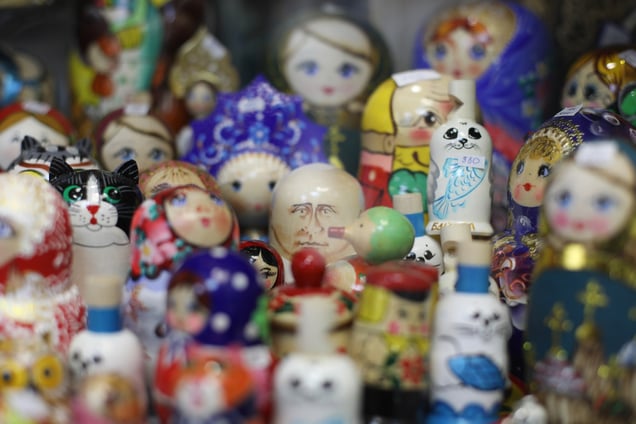A ceramic figurine of Russia’s President Putin is displayed at a souvenir shop near Lake Baikal in Irkutsk on May 12, 2024.