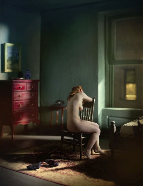 Green Bedroom #2 (4 AM). From the series "Hopper Meditations" © Richard Tuschman