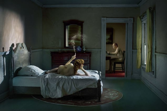 Pink Bedroom (Odalisque). From the series "Hopper Meditations" © Richard Tuschman