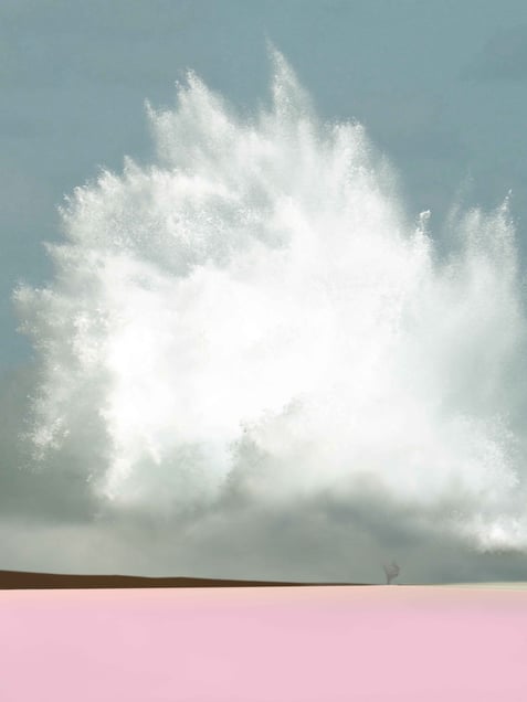 Explosion over Pink Landscape