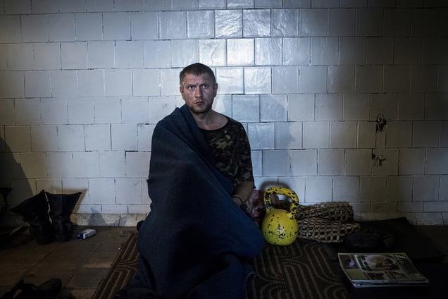 A Ukrainian soldier taken captive by rebels in the city of Luhansk
