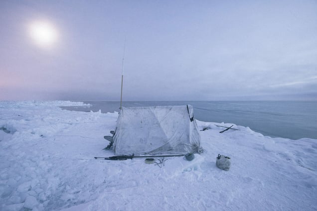 High above the Arctic Circle on sea ice a mile from shore, an Iñupiaq whaling crew watches from a blind for a passing bowhead whale by the light of the moon. The Iñupiat have hunted whales here for at least 2,000 years, but the forces of climate change and globalization are rapidly altering the culture of this remote region.