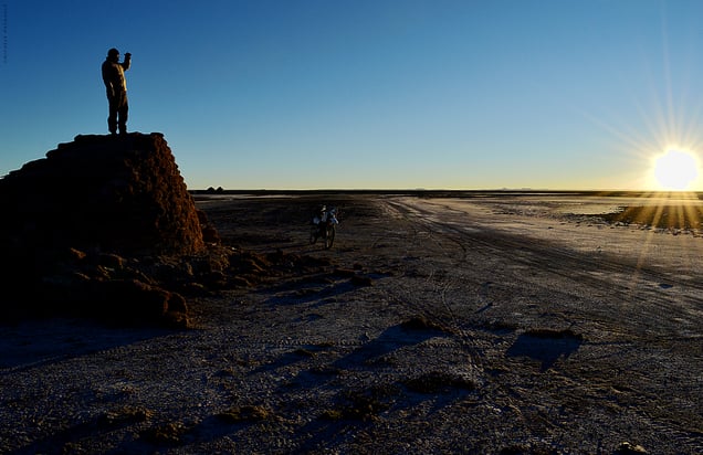 Andean plain at dawn with a view from a traditional observatory