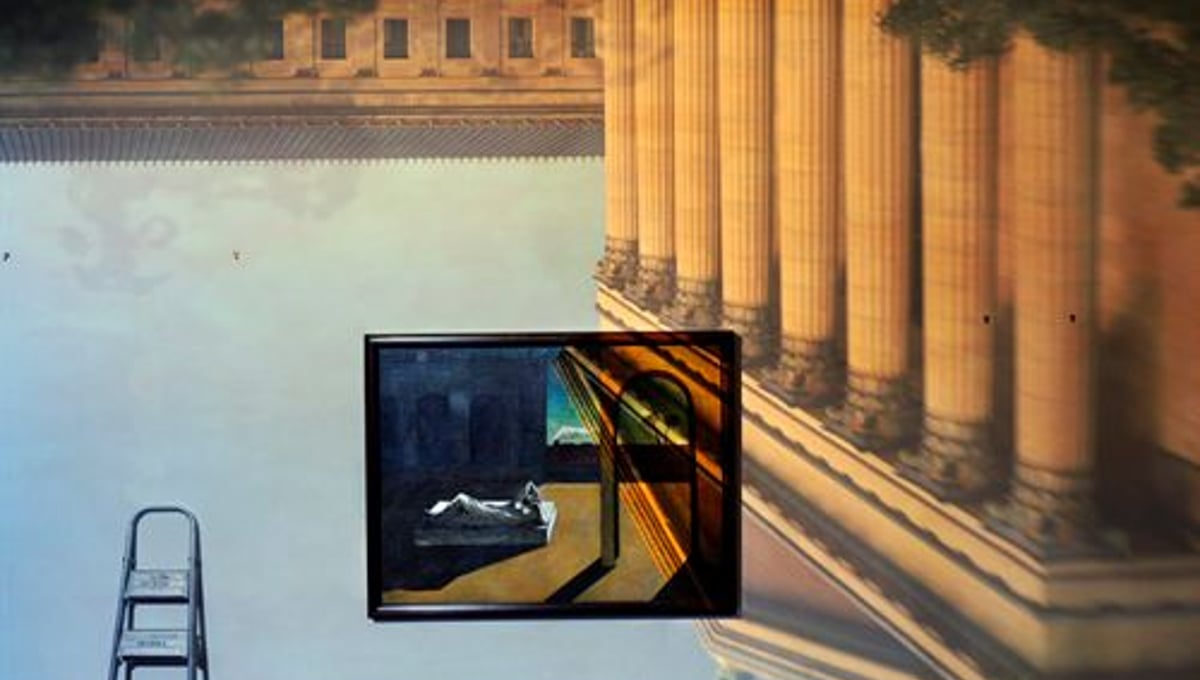 Camera Obscura Image of The Philadelphia Museum of Art East Entrance in Gallery #171 with a DeChirico Painting, 2005 © Abelardo Morell