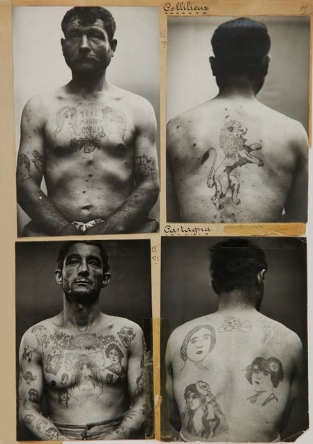 Images from the Lacassagne School of Criminology. Anthropometric prints made between 1920-1940 by the Lyon Prefecture of Police. © Gdalessandro/ENSP