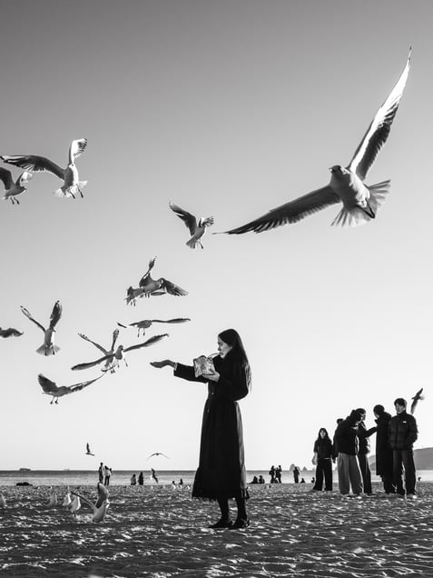 A Girl Frightened by a Seagull