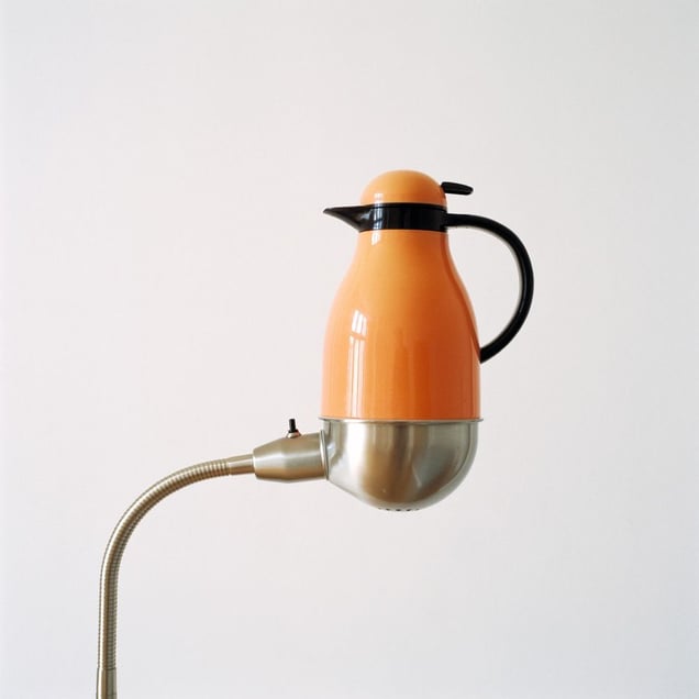 Thermos placed on lamp, 2012 © Jakob Hunosøe, Peter Lav Gallery