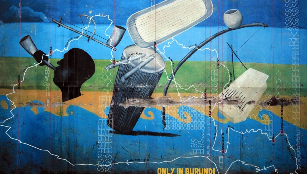 Fold-out book cover with map detailing the journey of the photographer and writer through Burundi. It shows the distance traveled, the time it took them and the "social investments" they made. From "Only in Burundi" © Anaïs López