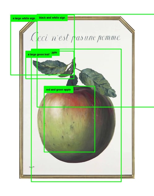 Paglen Studio Research Image. How computer vision might see René Magritte's 1964 painting "Ceci n'est pas une pomme" © Trevor Paglen. Courtesy of the artist.