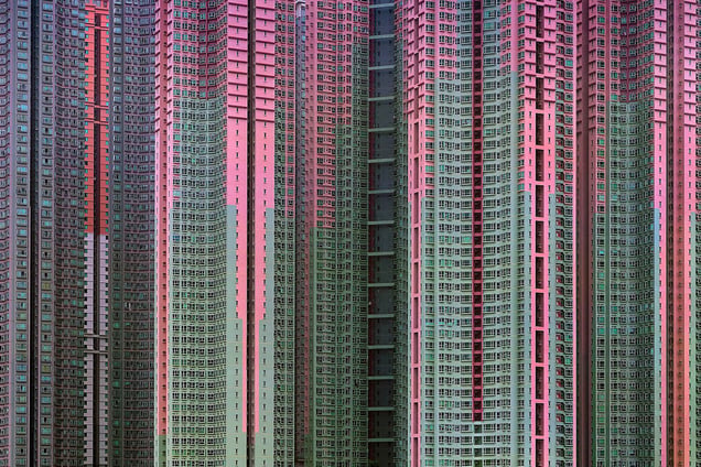From the series "Architecture of Density," hyper-detailed, large-scale views of high-rise structures that are homes to millions in modern Hong Kong.