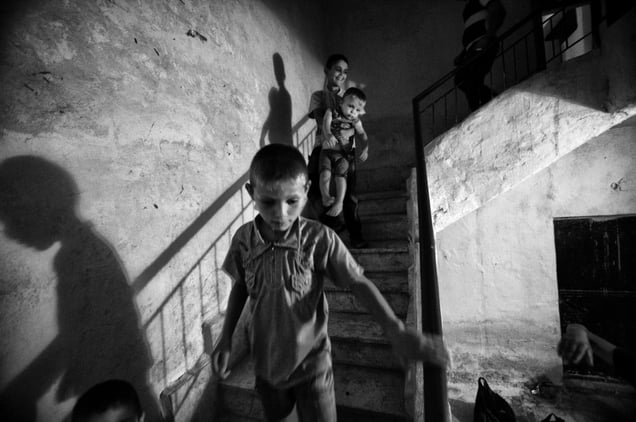 To the bomb shelter, Aleppo