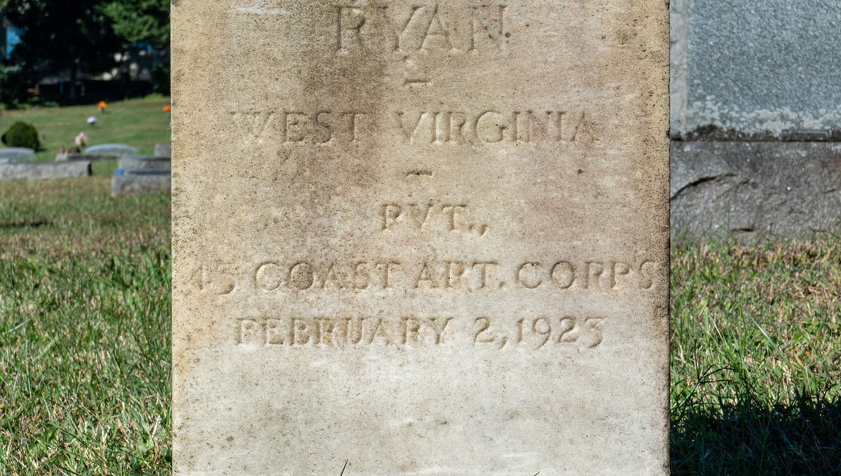 John D. Ryan — headstone following cleaning and documentation.