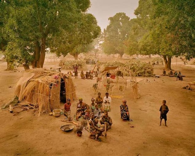 The unorganized camp at Moro in the Province of Moyen Chari, in southern Chad, 25km north of the border with the Central African Republic. In May 2003, at this location there were 6,000 of the approximately 30,000 CAR refugees in Chad. From "Forensic Traces of War" © Simon Norfolk