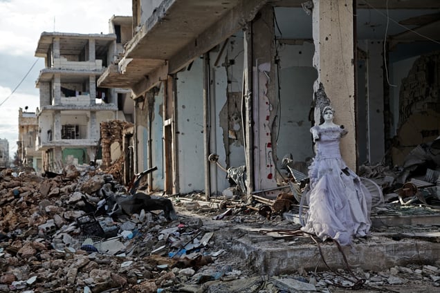 A view of the eastern part of the destroyed Syrian town of Kobane on 2 April,2015.
