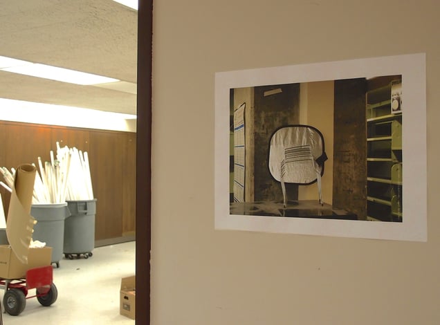 Installation view, one of '12Dislocations,' in Bookless,' Madison (WI) Public Library, 2012