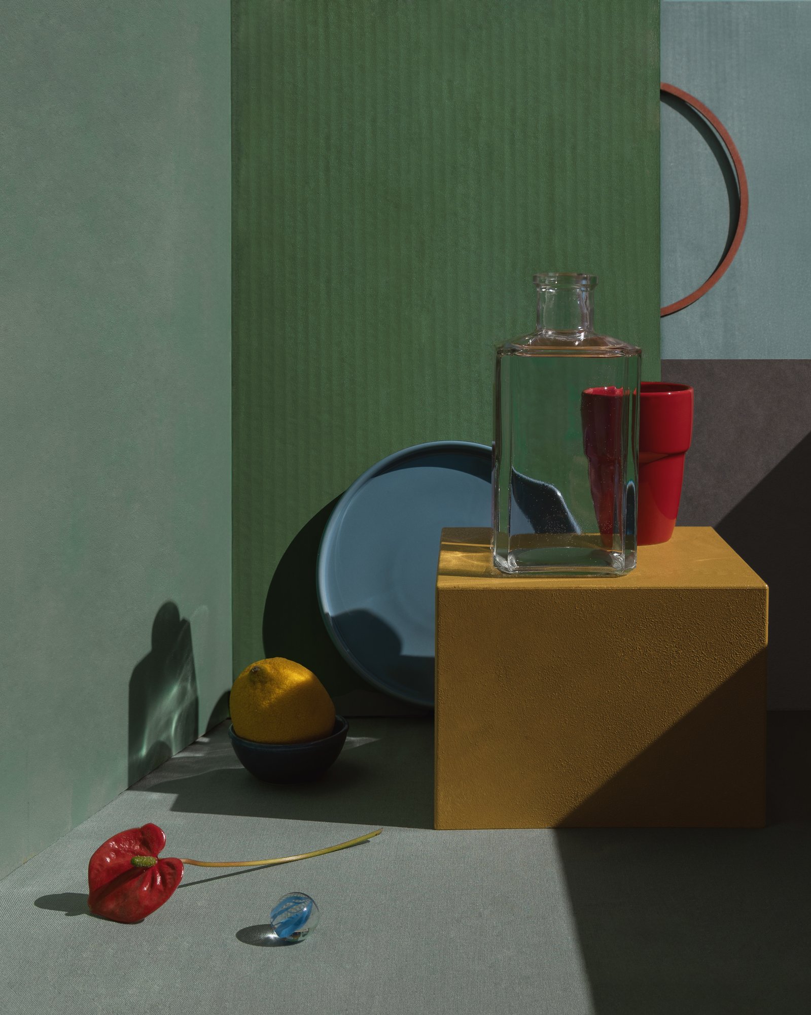 Compositions of objects and flowers