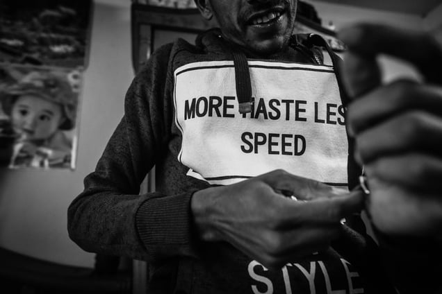 His attire, personality and attitude undergo a transformation. He compares his profession to a prison sentence, with physically and psychologically demanding job description.