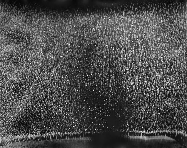 Rainstorm #9 (Puna, April). Unique gelatin silver photogram of rain. 34x42 inches, 2014