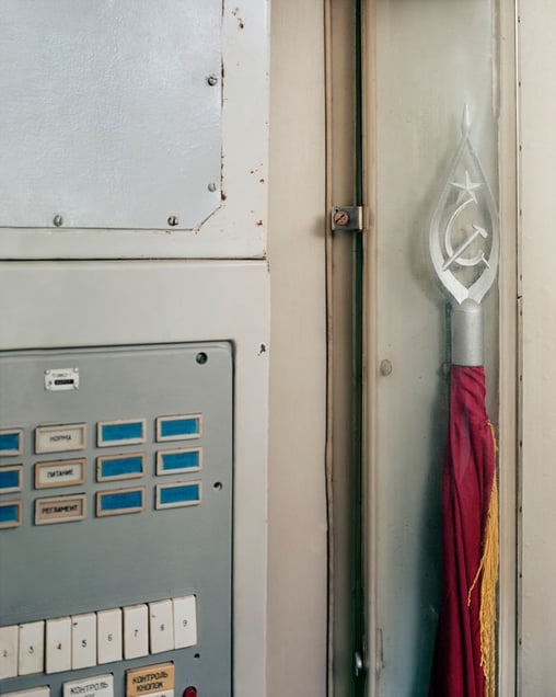 Flag in Perspex Case ICBM Control Room - USSR/Ukraine