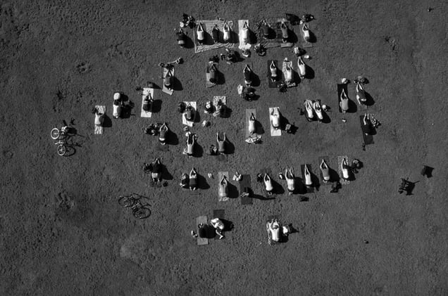 A public park is seen from above in San Francisco. California is a major center for the development and manufacture of military UAVs (Unmanned Aerial Vehicle). General Atomics builds its Predators and Reapers in the state and the Bay Area in particular is a hub of the expanding consumer-drone market.