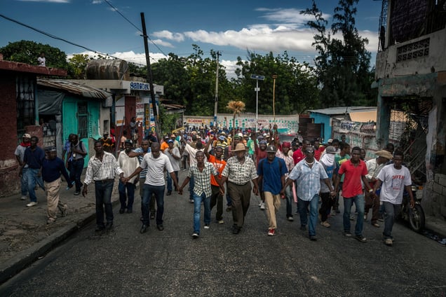 Thousands of people in the streets during a demonstration against the government. Life in the country remains critical, and the people are crying out for stability and recovery.