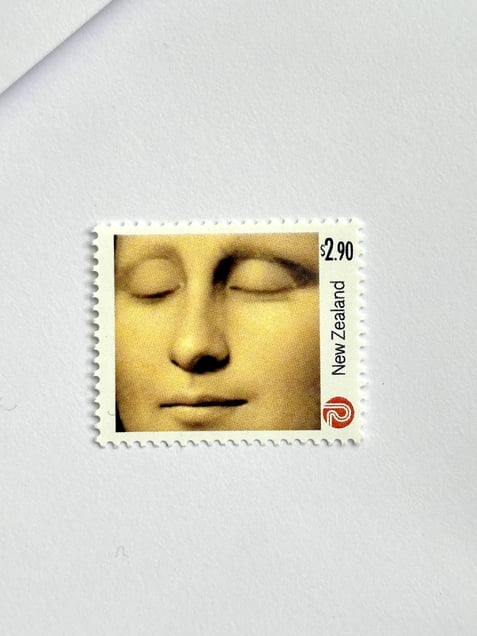 photo of new Mona Lisa stamp, 2026