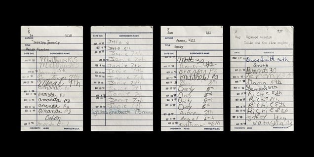 Multiple Check-Out Cards (Henry Huggins, Smoky, Eddie and the Fire Engine) © Kerry Mansfield