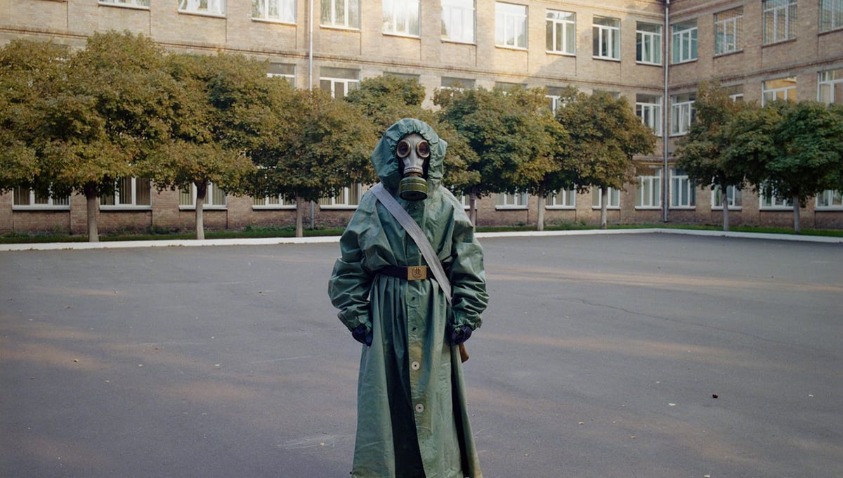 Gas Mask. Military boarding school, Ukraine, 2015. © Michal Chelbin
