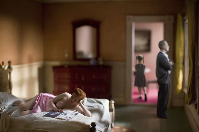 Pink Bedroom (Family). From the series "Hopper Meditations" © Richard Tuschman