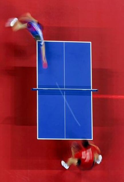 2nd prize Sports Action Stories © Donald Miralle, Jr, USA, Getty Images,Olympic Games portfolio. Hao Wang of China and Seung Min Ryu of Korea compete for the gold medal in men’s singles table tennis.