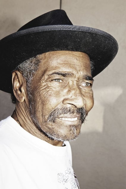A man at the Bombay Beach community center.