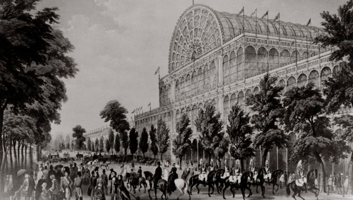Crystal Palace, built to house London’s Great Exhibition of 1851, lithograph