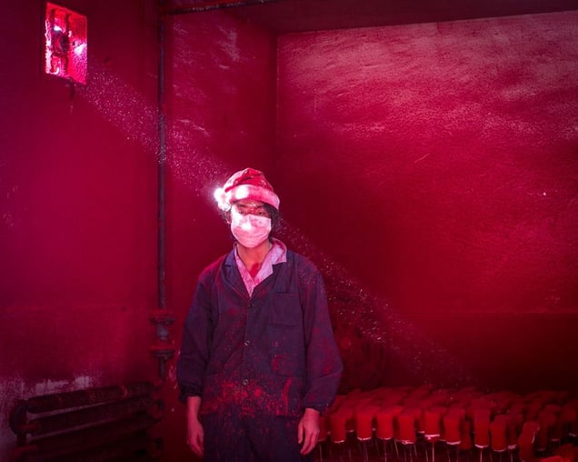 Worker at a Christmas decoration factory, China. Contemporary Issues Singles, 2nd place. Ronghui Chen, China, City Express.